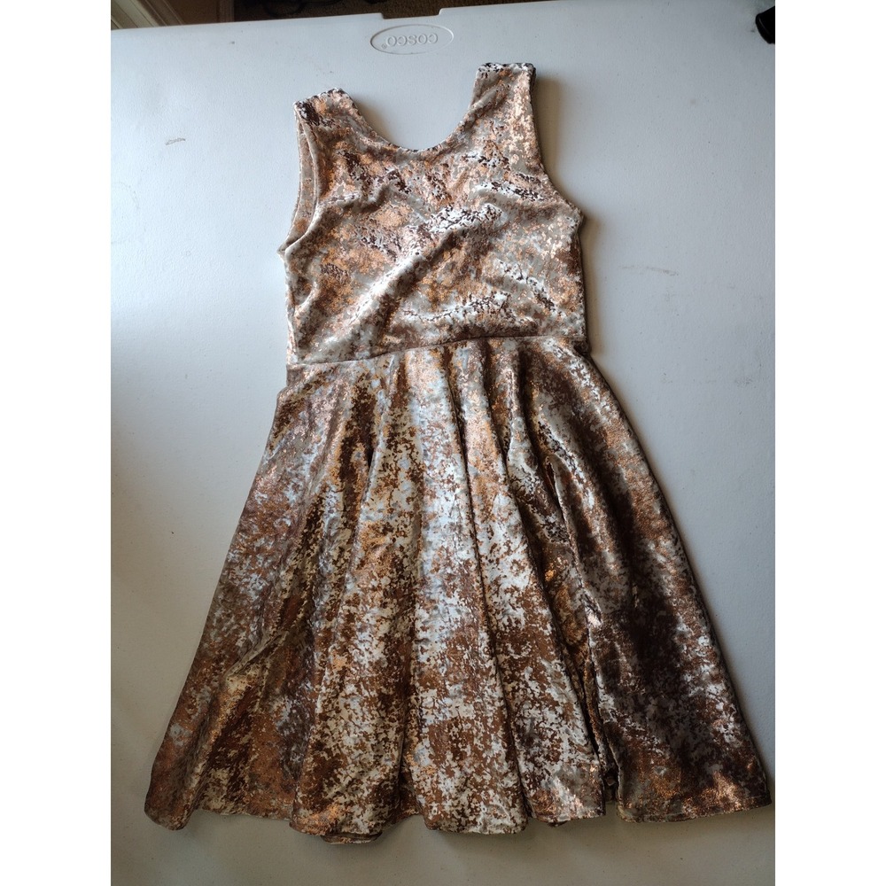 Rem and Em Girls Metallic Gold‎ Sleeveless Dress Size 8 Party
